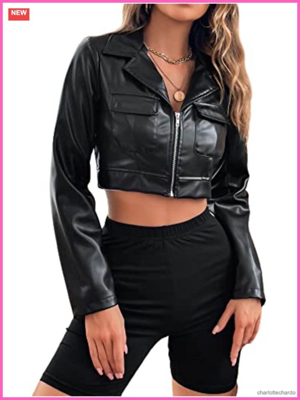 WDIRARA Soft PU Leather Aviator Jacket Women's Casual Zip Up Cropped